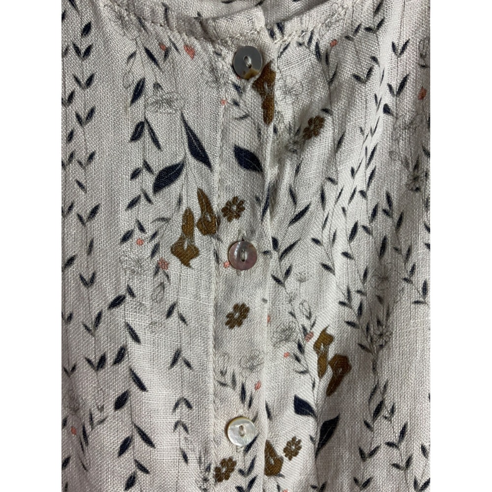 Cynthia Rowley plus size 2X Linen Button Front Blouse Floral Print Long Sleeve - Picture 5 of 7